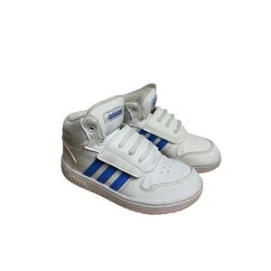 Adidas Hoops 2.0 Mid Kids White Blue Pink Sneakers EE8550 Size 10K